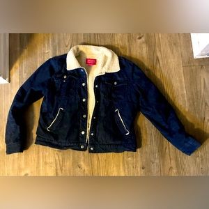 XHILARATION Sherpa Lined Corduroy Jacket Blue Womens XL